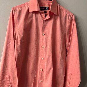 J Ferrar Long Sleeve Slim Stretch. Size Small. Neck 14– 14 1/2, 32–33. Coral